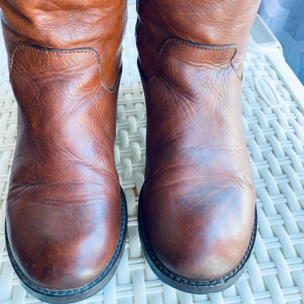 Italian Belted Genuine Leather Brown Riding Boot- Size Euro 37 - Picture 5 of 16